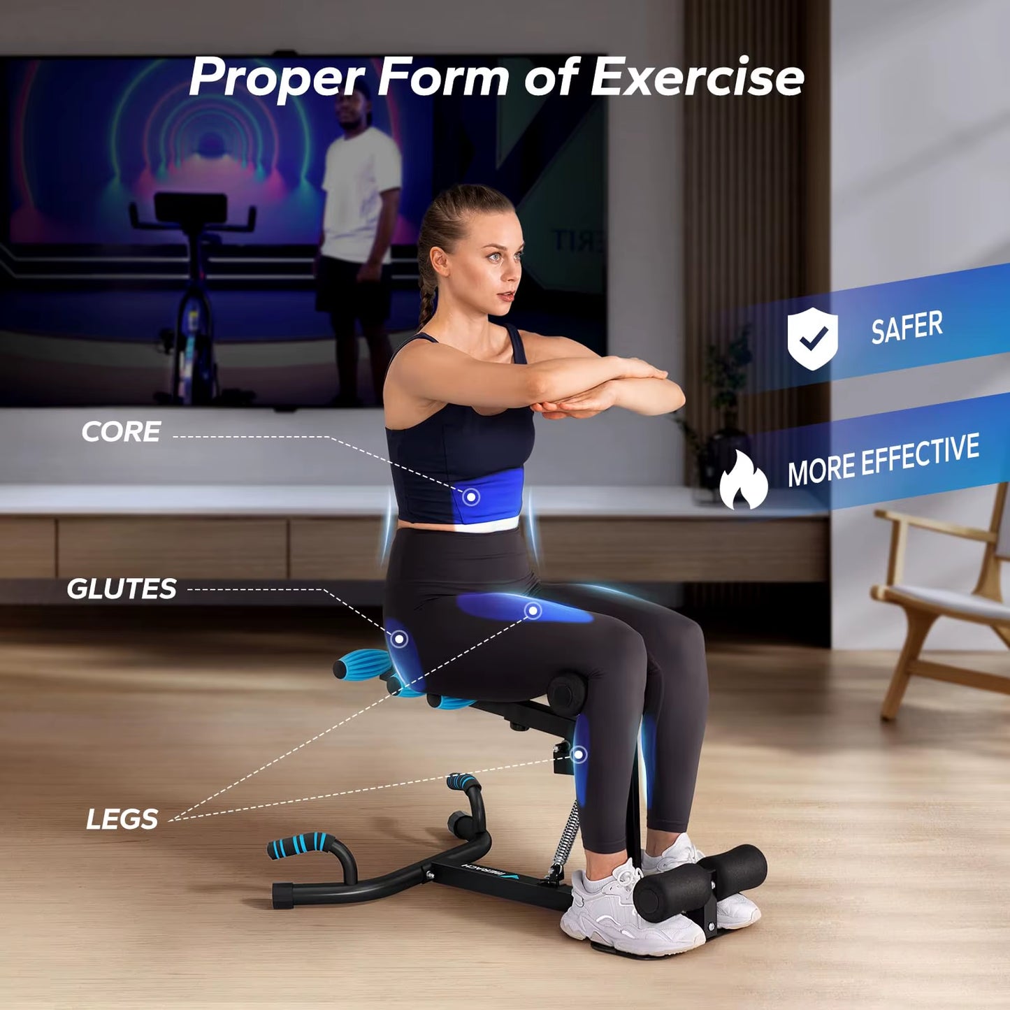 Deep Squat Machine Adjustable Glutes Trainer Machine Core Leg Push up Workout Machine Multifunctional Buttocks Machine