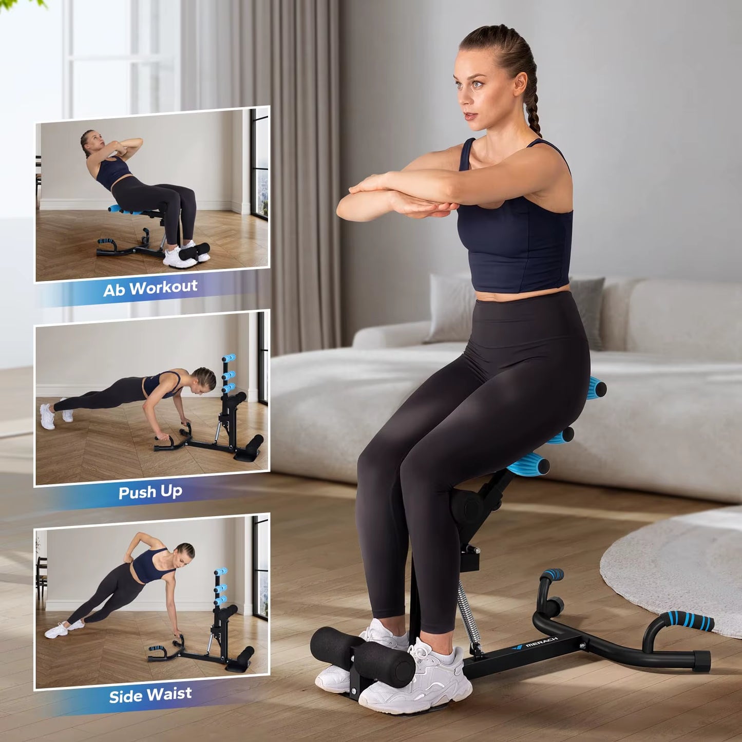 Deep Squat Machine Adjustable Glutes Trainer Machine Core Leg Push up Workout Machine Multifunctional Buttocks Machine